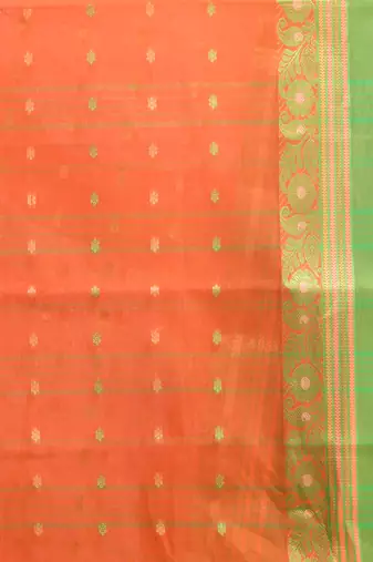 Orange Pure Cotton Taant Saree With Woven Designs Without Blouse