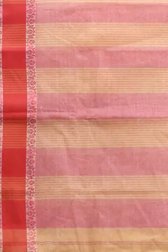 Beige Pure Cotton Taant Saree With Woven Designs Without Blouse