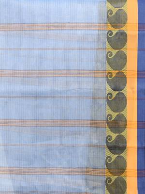 Blue Pure Cotton Taant Saree With Woven Designs Without Blouse 4