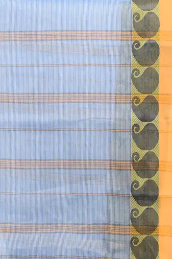 Blue Pure Cotton Taant Saree With Woven Designs Without Blouse