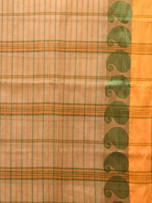 Beige Pure Cotton Taant Saree With Woven Designs Without Blouse 4