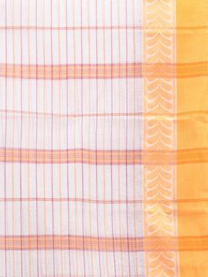 White Pure Cotton Taant Saree With Woven Designs Without Blouse 4