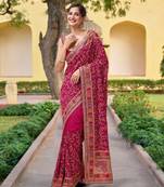  Pink Vichitra Silk Heavy Embroidery designer saree and blouse for women 