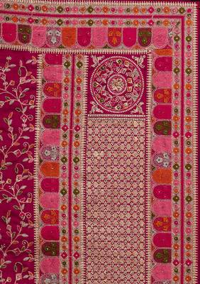  Pink Vichitra Silk Heavy Embroidery designer saree and blouse for women  8
