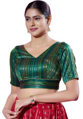Padded Brocade V-Neck  Blouse 1
