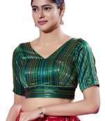 Padded Brocade V-Neck  Blouse