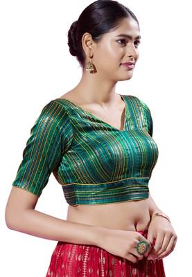 Padded Brocade V-Neck  Blouse 3