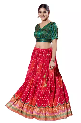 Padded Brocade V-Neck  Blouse