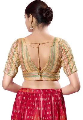 Padded Brocade V-Neck  Blouse 2