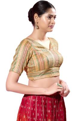 Padded Brocade V-Neck  Blouse 3