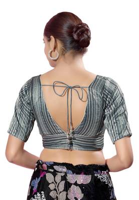Padded Brocade V-Neck  Blouse 2