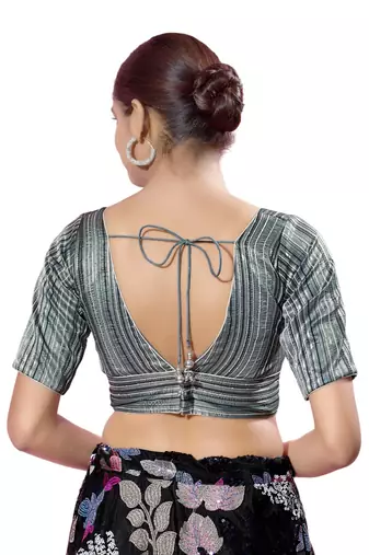 Padded Brocade V-Neck  Blouse