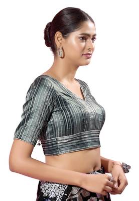 Padded Brocade V-Neck  Blouse 3
