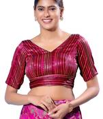 Padded Brocade V-Neck  Blouse