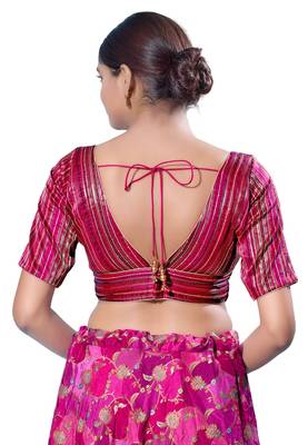 Padded Brocade V-Neck  Blouse 2