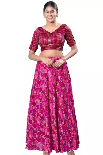 Padded Brocade V-Neck  Blouse