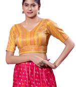 Padded Brocade V-Neck  Blouse