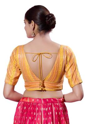 Padded Brocade V-Neck  Blouse 2