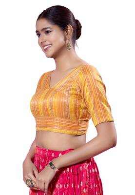 Padded Brocade V-Neck  Blouse 3