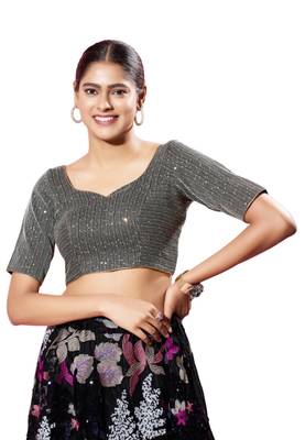 Padded Silk Sweatheart Neck  Blouse 1