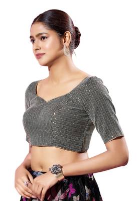 Padded Silk Sweatheart Neck  Blouse 3