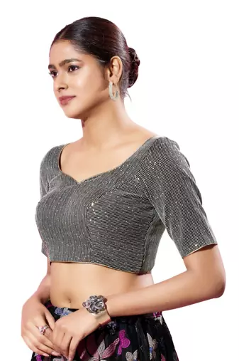 Padded Silk Sweatheart Neck  Blouse