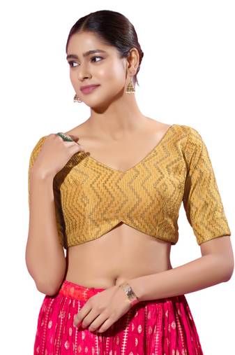 Padded Silk V-Neck  Blouse
