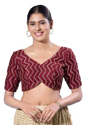 Padded Silk V-Neck  Blouse 1