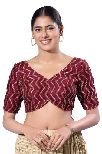 Padded Silk V-Neck  Blouse