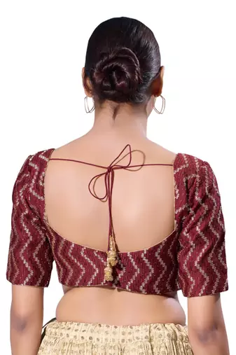 Padded Silk V-Neck  Blouse