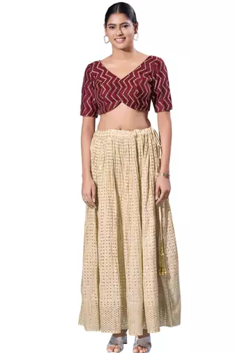 Padded Silk V-Neck  Blouse