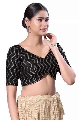 Padded Silk V-Neck  Blouse