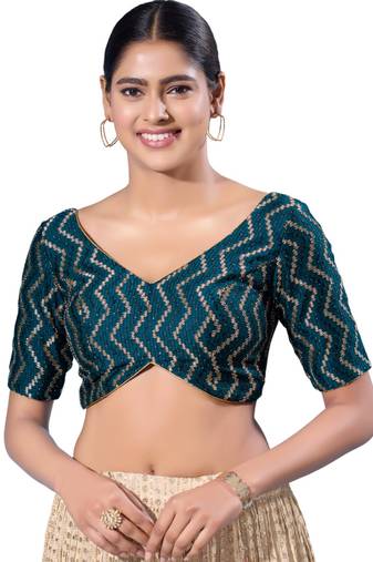 Padded Silk V-Neck  Blouse