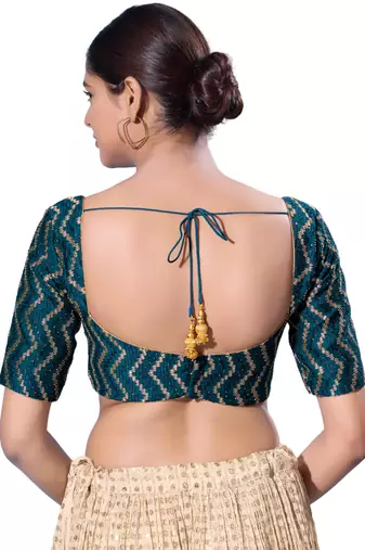 Padded Silk V-Neck  Blouse