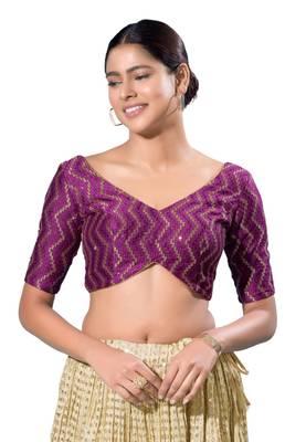 Padded Silk V-Neck  Blouse 1