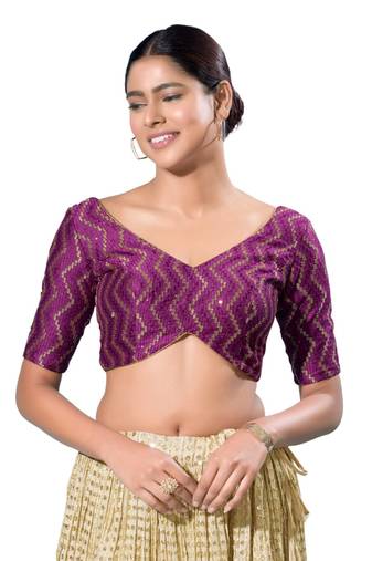 Padded Silk V-Neck  Blouse