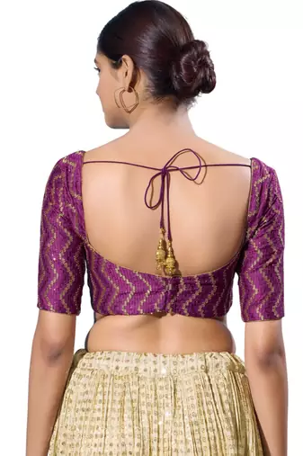 Padded Silk V-Neck  Blouse