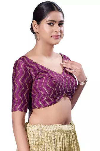 Padded Silk V-Neck  Blouse