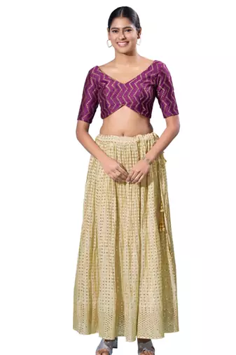 Padded Silk V-Neck  Blouse