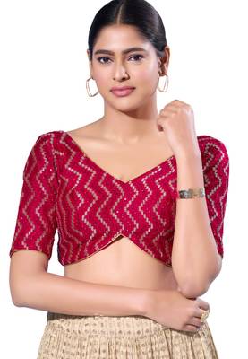 Padded Silk V-Neck  Blouse 1