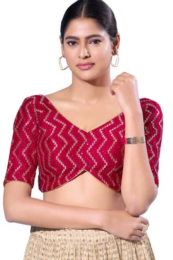 Padded Silk V-Neck  Blouse