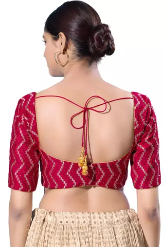 Padded Silk V-Neck  Blouse