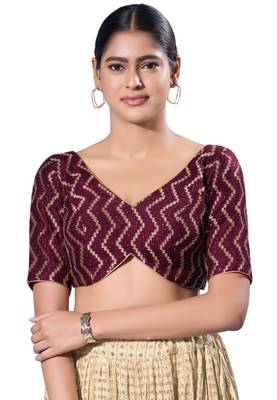 Padded Silk V-Neck  Blouse 1