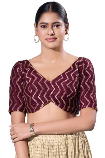 Padded Silk V-Neck  Blouse