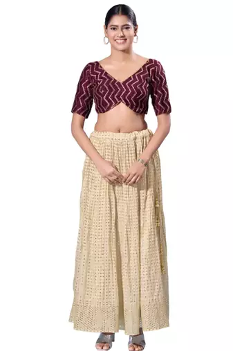 Padded Silk V-Neck  Blouse