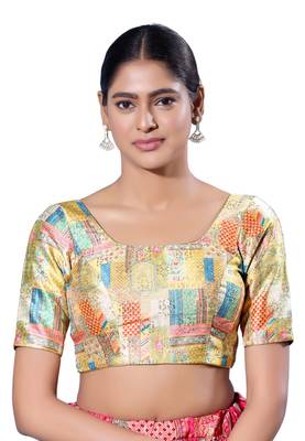 Padded Silk Round Neck  Blouse 1