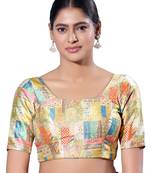 Padded Silk Round Neck  Blouse