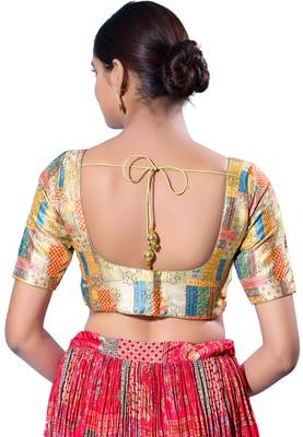 Padded Silk Round Neck  Blouse 2