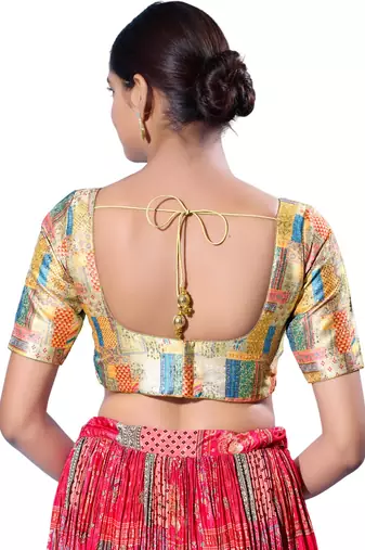 Padded Silk Round Neck  Blouse