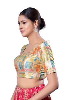 Padded Silk Round Neck  Blouse 3